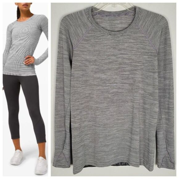 Lululemon Size 8 Swiftly Tech Long Sleeve 2.0 Top Wee Are From Space White Black - Picture 1 of 10